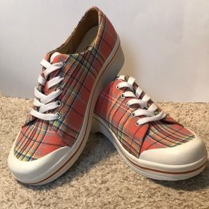 Dansko Vegan Melon Plaid Clog Sneakers
